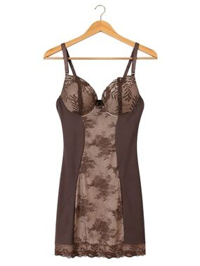 Honeydew Intimates Brown Lace Chemise Slip Dress Coquette Forest Fairy Size L